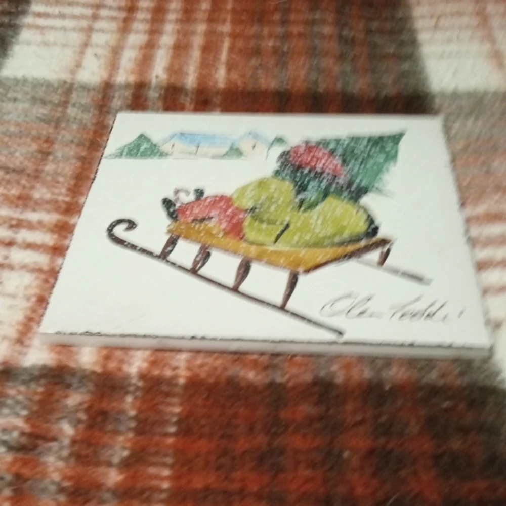 Vintage Christmas Tile Hand-painted Marco E Christina